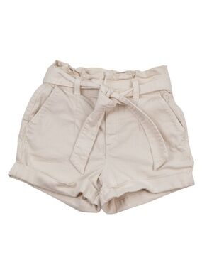 Express Cream Paperbag Waist Shorts Size 2 Tie Front High Rise Chic